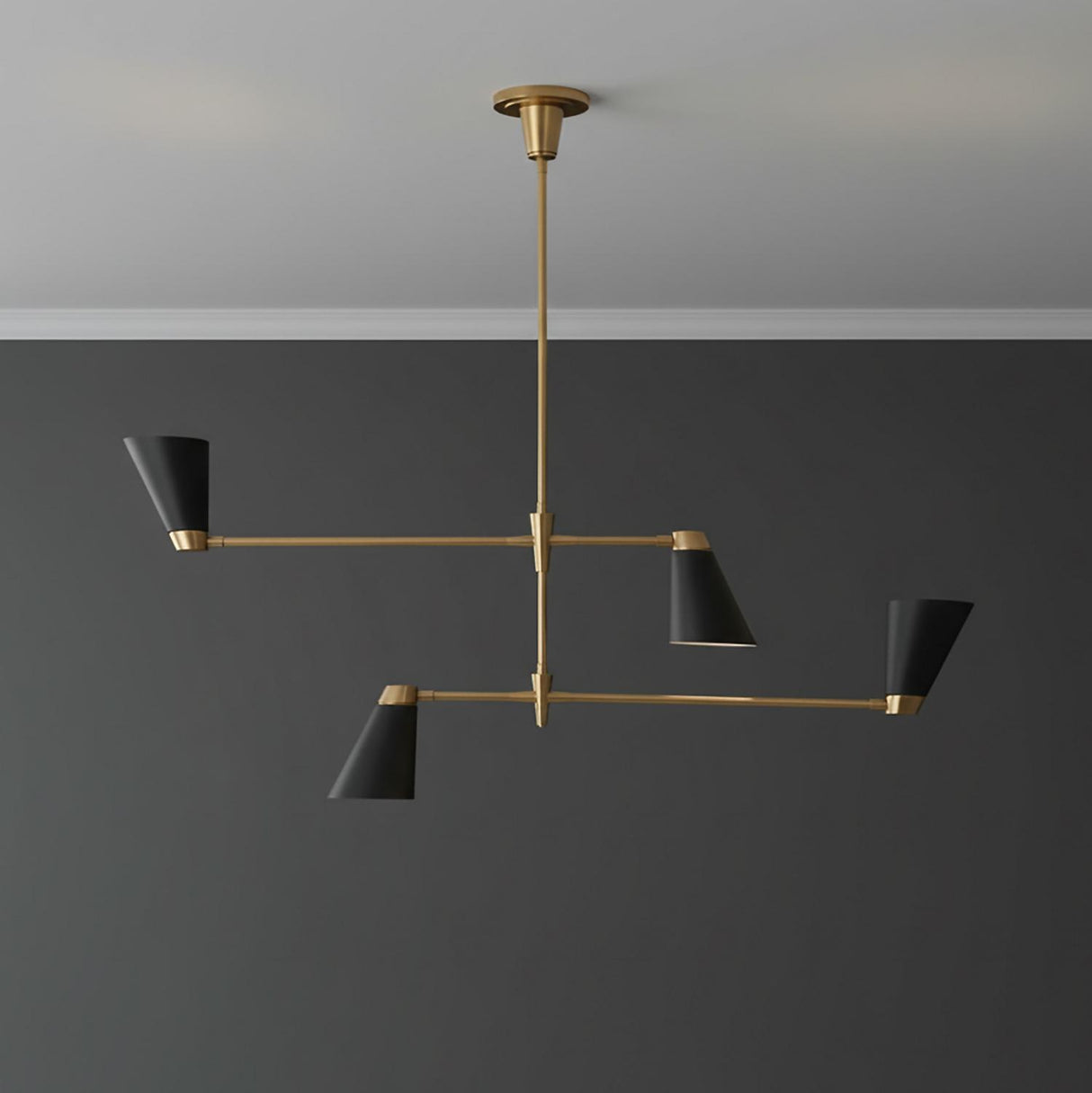 Langdon 4 Light Chandelier 48" for Modern home with Dark Gray walls