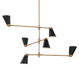 Langdon 6 Light Chandelier 48", Matte Black and Modern Brass