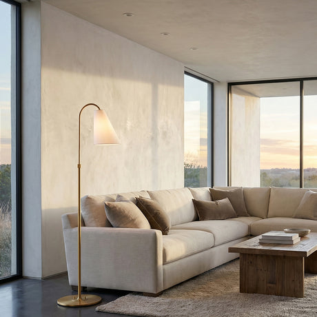 Langdon Floor Lamp, Modern Brass for Modern home with White Walls