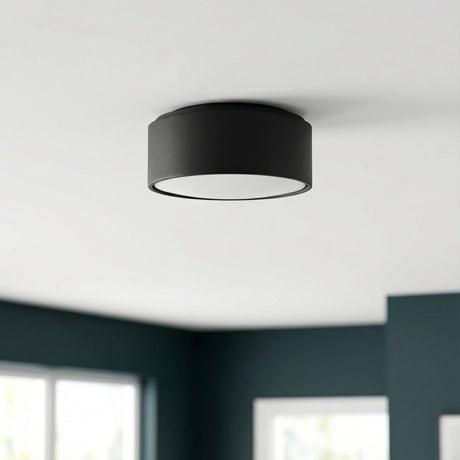 Neal Small Flush Mount 10", Matte Black for Modern home with Dark Gray walls