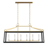 Fillmore Linear Lantern Pendant 48", Matte Black and Modern Brass
