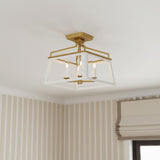 Fillmore Semi-Flush Mount 12", Matte White and Modern Brass