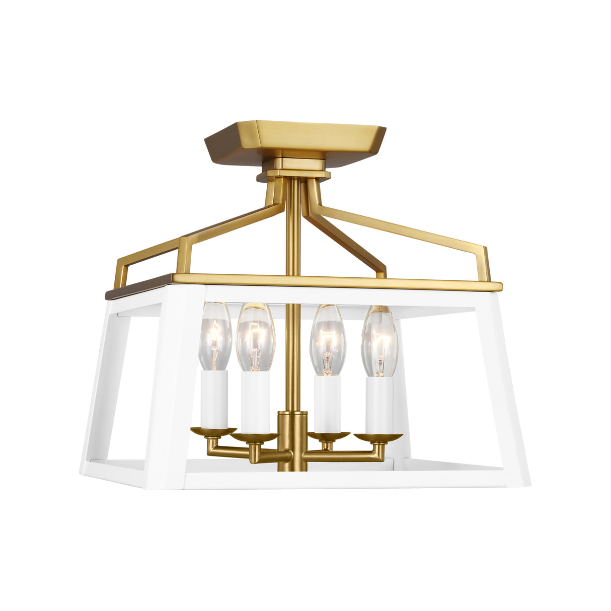 Fillmore Semi-Flush Mount 12", Matte White and Modern Brass