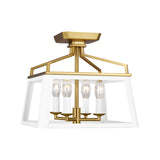 Fillmore Semi-Flush Mount 12", Matte White and Modern Brass