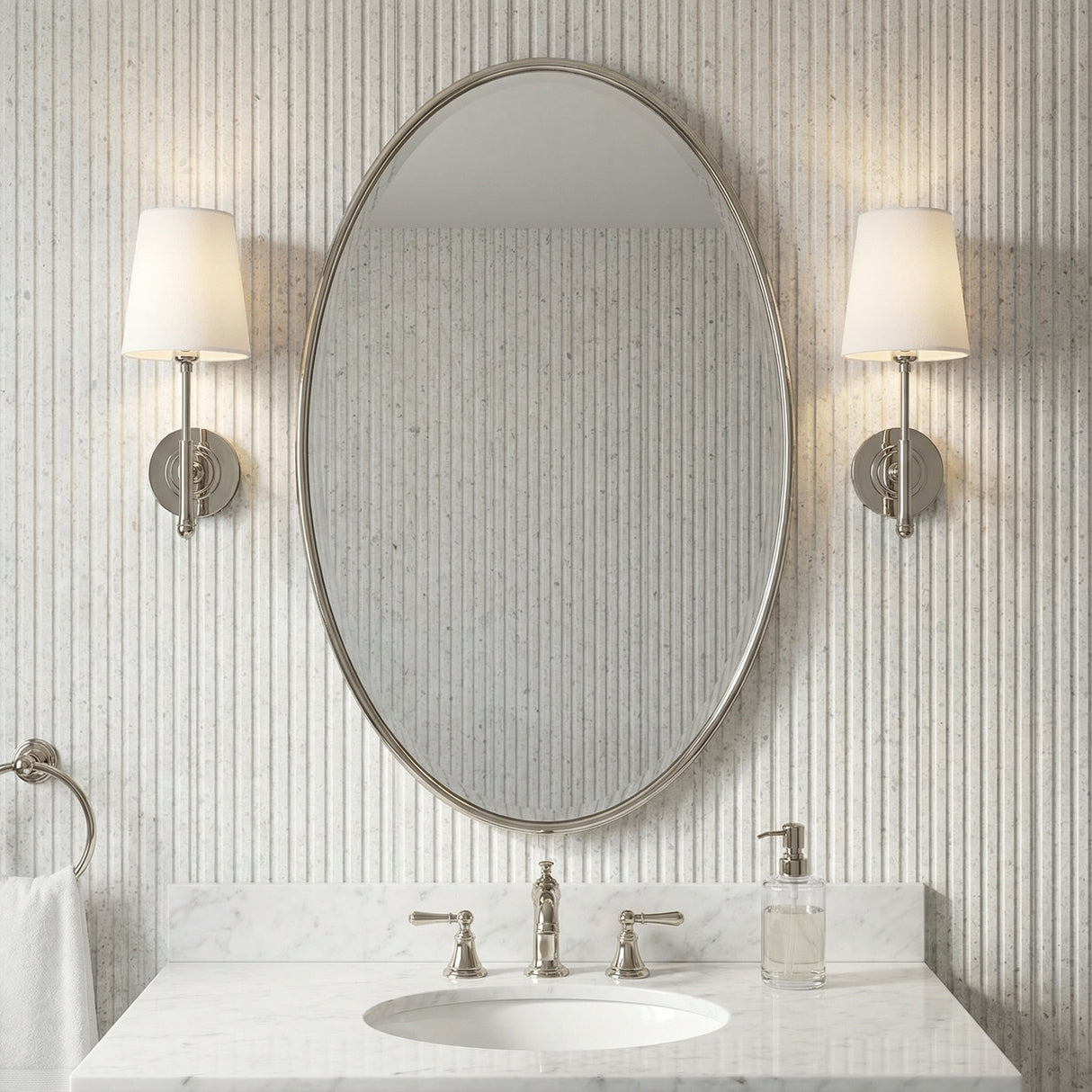 Emerson Wall Sconce 14", Polished Nickel for Transitional home with White Siding