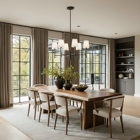 Emerson 6 Light Chandelier 30" for Modern home with Dark Gray Built-ins