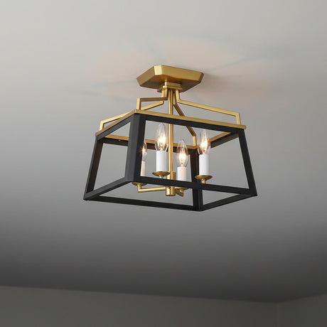 Fillmore Semi-Flush Mount 12", Matte Black and Modern Brass