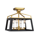 Fillmore Semi-Flush Mount 12", Matte Black and Modern Brass