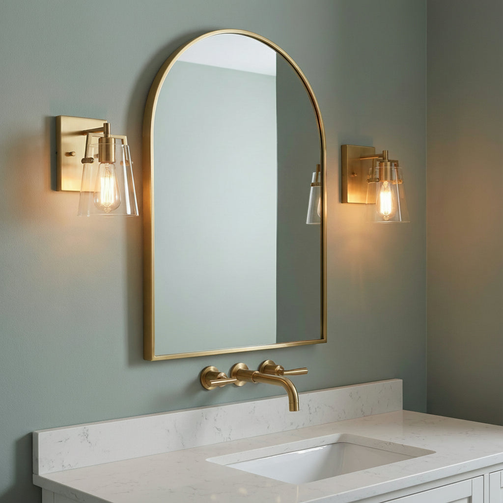Glyn Wall Sconce 9, Satin Brass for Transitional home with Sage Walls