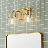 Glyn 2 Light Vanity, Satin Brass for Modern home with Green Tile
