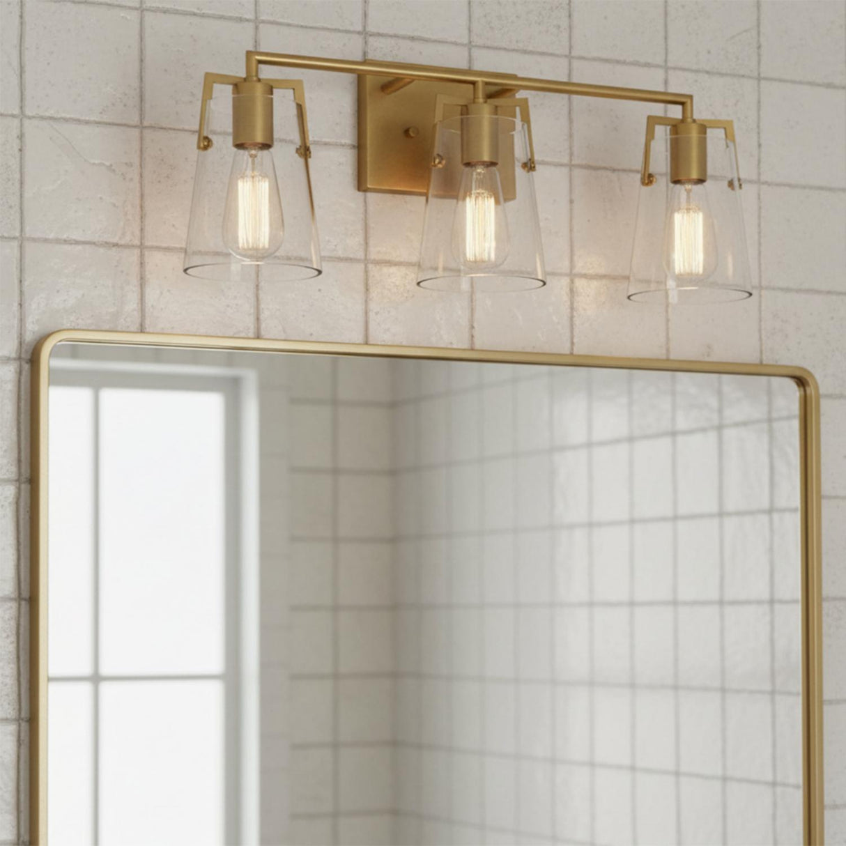 Glyn 3 Light Vanity, Satin Brass