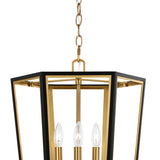 Rawlin Small Lantern Pendant 16", Matte Black and Brushed Brass