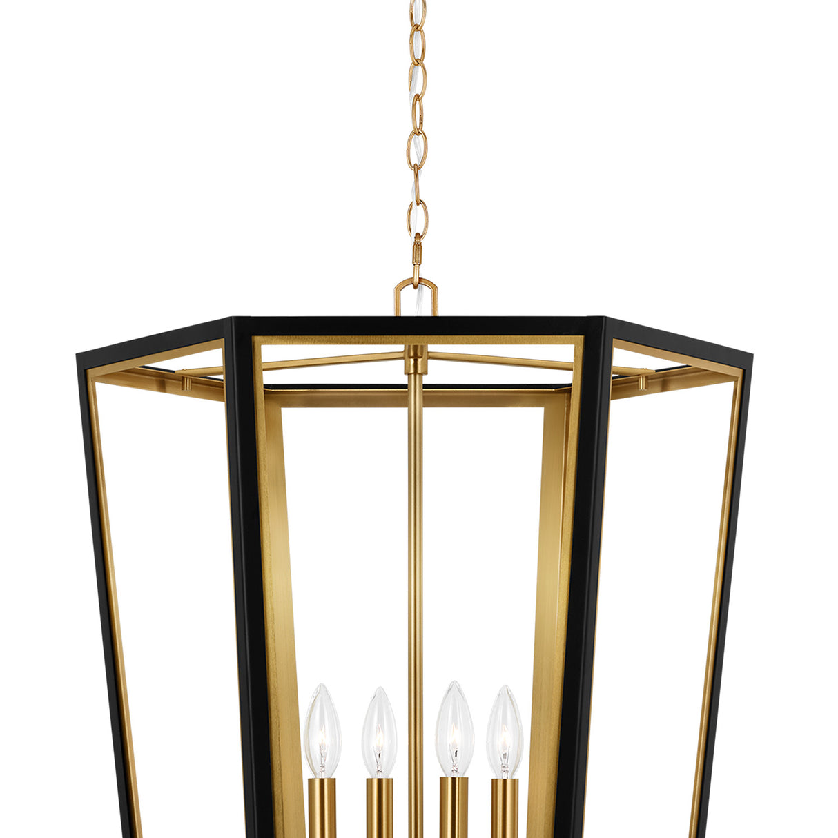 Rawlin Medium Lantern Pendant 21", Matte Black and Brushed Brass
