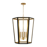 Rawlin Medium Lantern Pendant 21", Matte Black and Brushed Brass