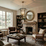 Rawlin Large Lantern Pendant 27", Matte Black and Brushed Brass