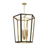Rawlin Large Lantern Pendant 27", Matte Black and Brushed Brass