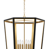 Rawlin Large Lantern Pendant 27", Matte Black and Brushed Brass