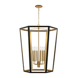 Rawlin Large Lantern Pendant 27", Matte Black and Brushed Brass