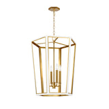 Rawlin Medium Lantern Pendant 21", Matte White and Brushed Brass