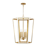 Rawlin Medium Lantern Pendant 21", Matte White and Brushed Brass