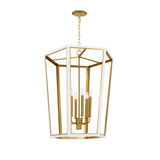 Rawlin Large Lantern Pendant 27", Matte White and Brushed Brass