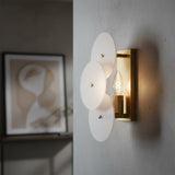 Ophelia Wall Sconce 13", Modern Brass and Layered Glass for Modern home with Gray Concrete