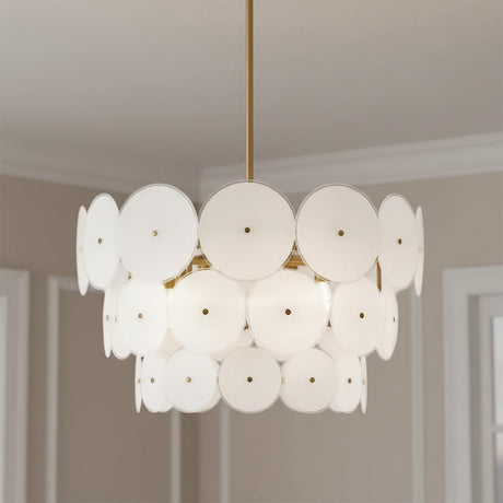 Ophelia Large Chandelier 28", Modern Brass and Layered Glass