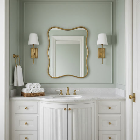 Declan Wall Sconce 19, Satin Brass for Transitional home with Soft Green Walls