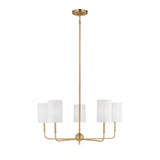 Remington 5 Light Chandelier 26", Satin Brass