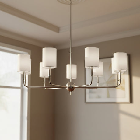 Remington 9 Light Chandelier 36", Brushed Nickel for Transitional home with Neutral Walls
