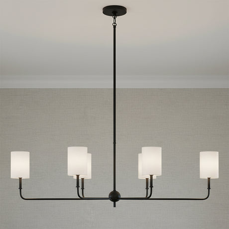 Remington 6 Light Linear Chandelier 44" for Modern home with Matte Black Wood