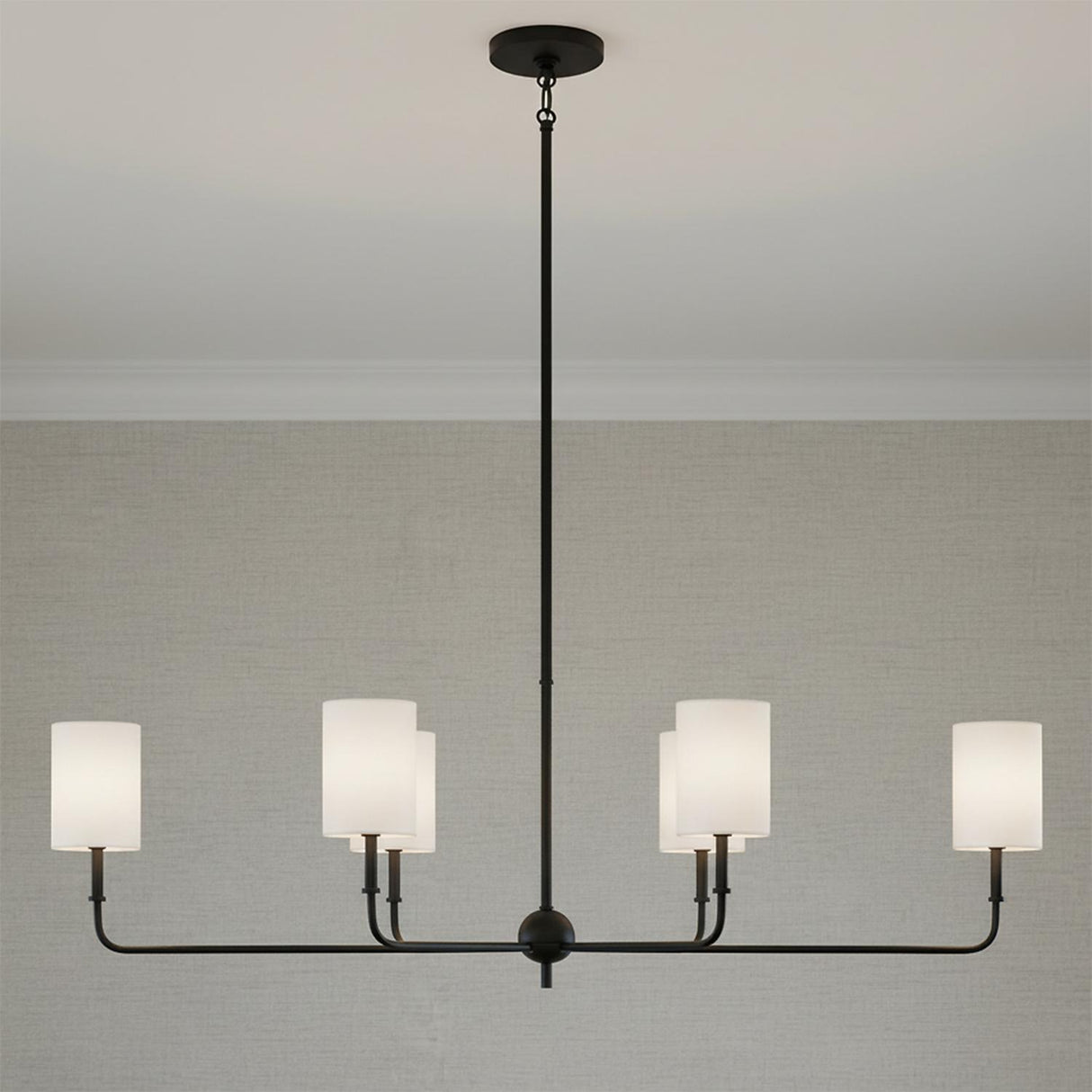 Remington 6 Light Linear Chandelier 44", Matte Black