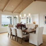 Remington 6 Light Linear Chandelier 44" for Coastal home with Beige Siding