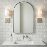 Remington Wall Sconce 15", Brushed Nickel for Modern home with White Tile