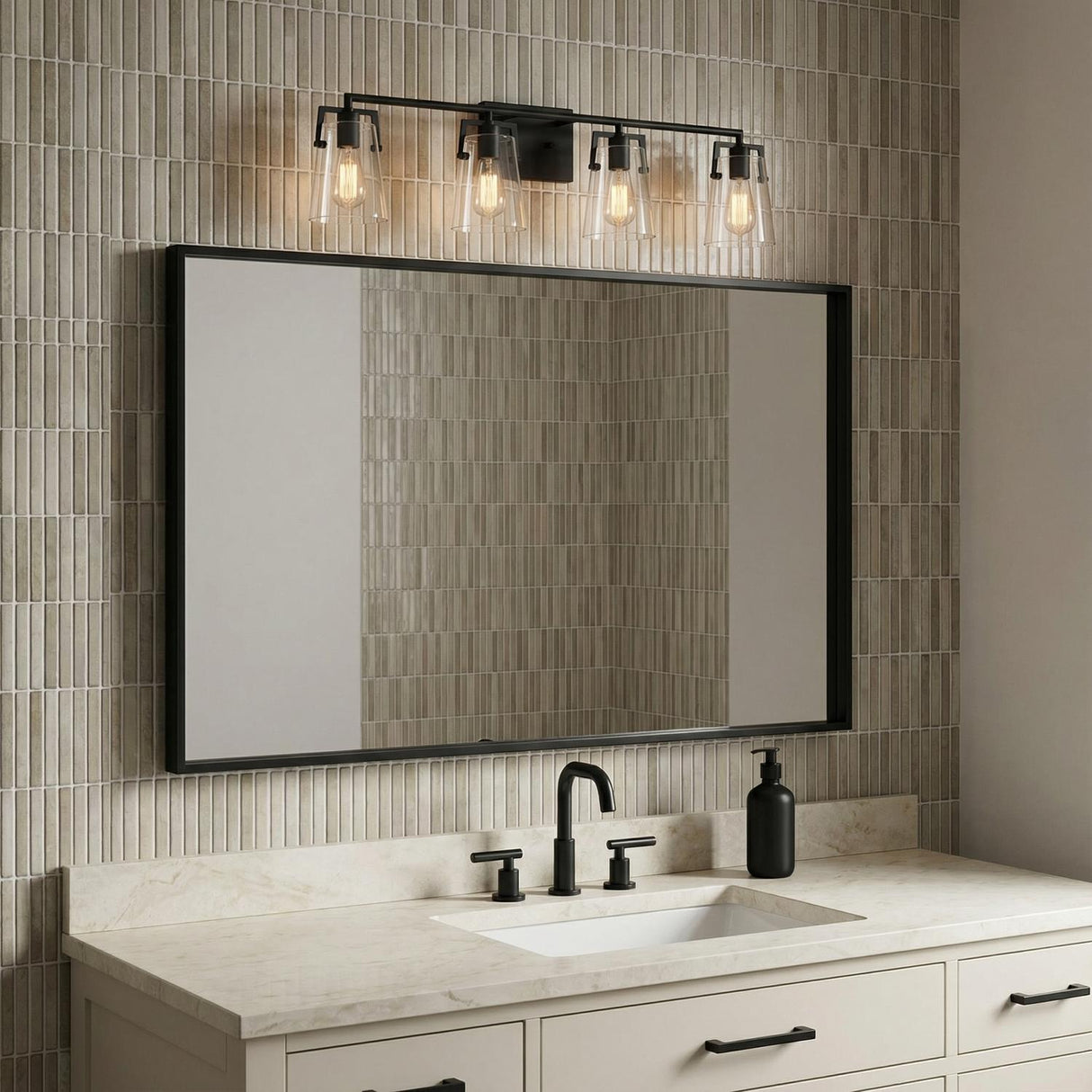 Glyn 4 Light Vanity, Matte Black
