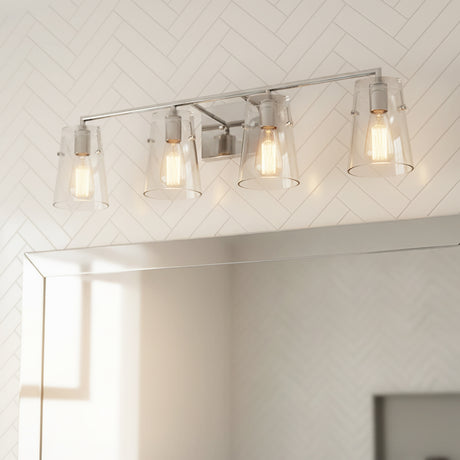 Glyn 4 Light Vanity, Chrome for Modern home with White Siding