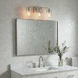 Glyn 3 Light Vanity, Brushed Nickel for Modern home with Gray Siding