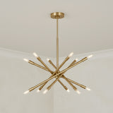 Ferris Medium Chandelier 27", Modern Brass for Modern home with Beige Textured Walls