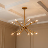 Ferris Medium Chandelier 27", Modern Brass for Modern home with Warm Beige Walls