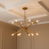Ferris Medium Chandelier 27", Modern Brass for Modern home with Warm Beige Walls