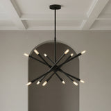Ferris Medium Chandelier 27", Matte Black for Modern home with Gray Wall