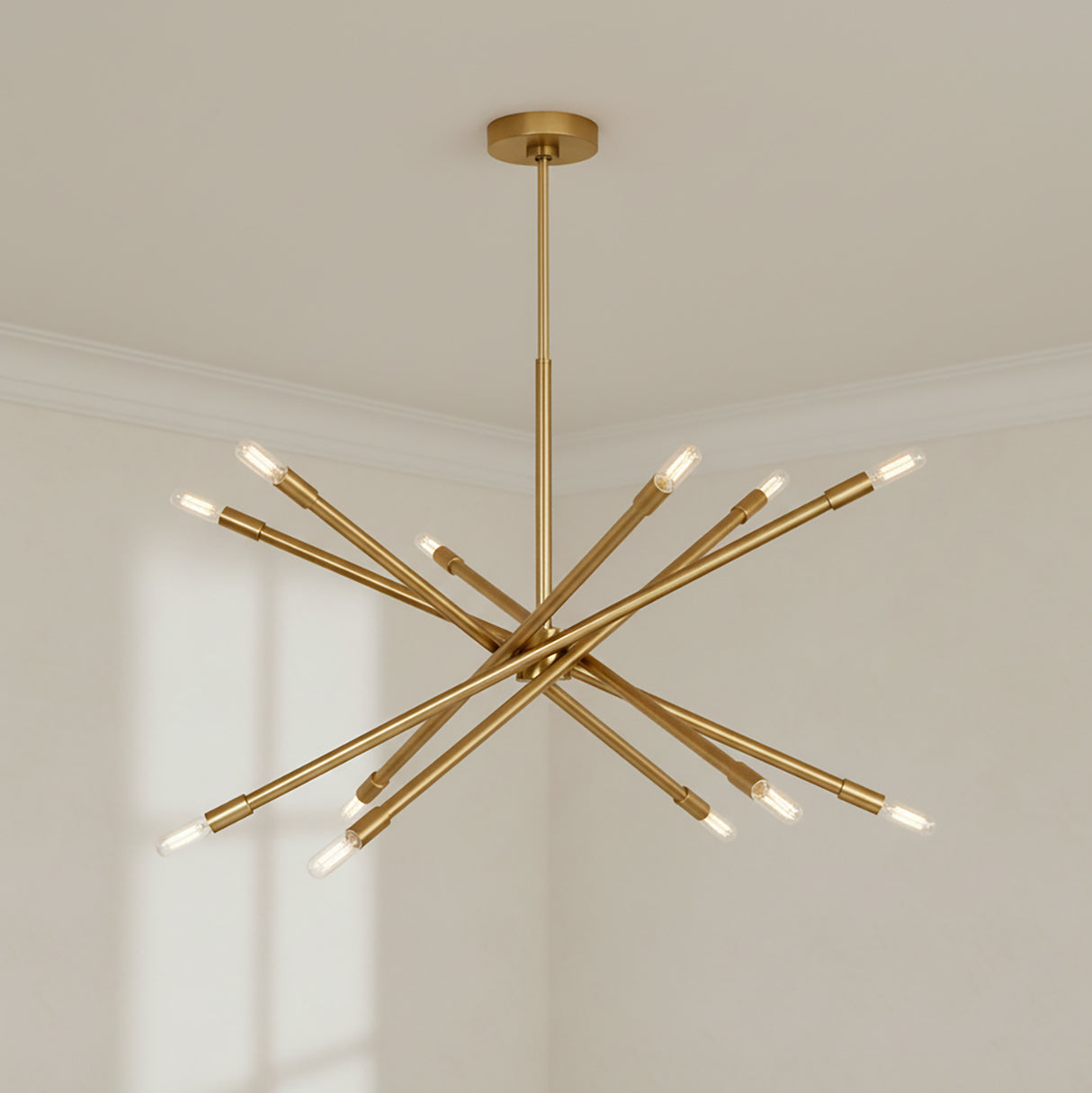 Ferris Large Chandelier 35" for Modern home with Warm Beige Walls