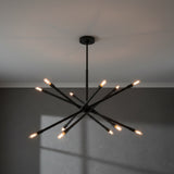 Ferris Large Chandelier 35" for Modern home with Dark Gray Textured Walls