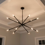 Ferris Extra Large Chandelier 42", Matte Black for Modern home with Gray Walls