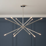 Ferris Extra Large Chandelier 42", Polished Nickel for Modern home with Dark Blue Wood