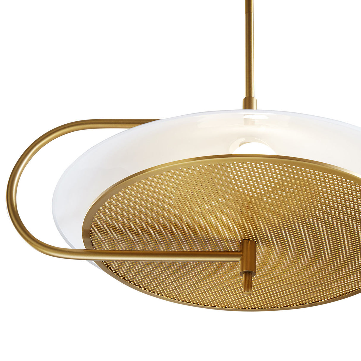 Astrid Pendant 20", Modern Brass and Milk Glass