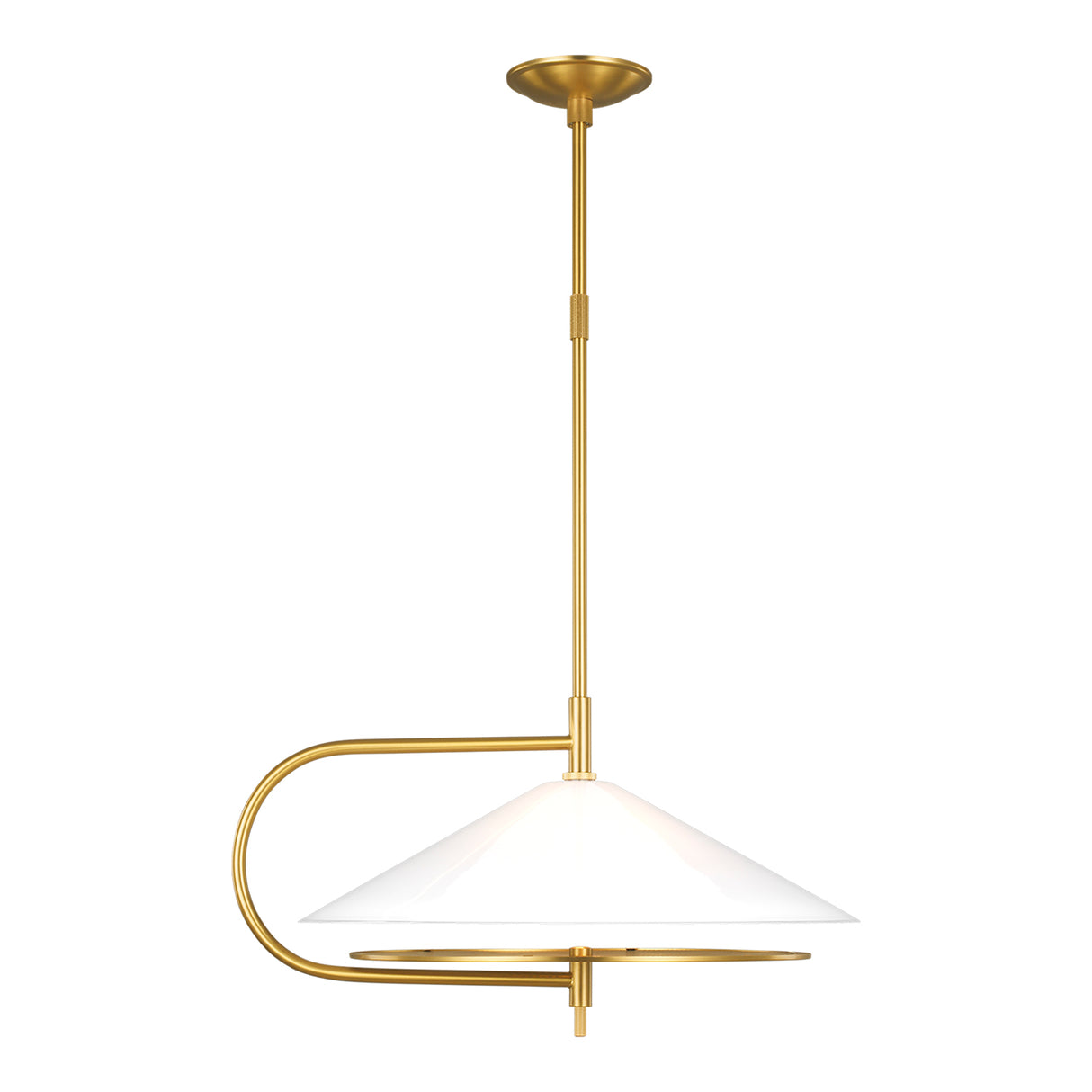 Astrid Pendant 20", Modern Brass and Milk Glass