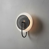 Astrid Wall Sconce 13", Matte Black and Milk Glass for Modern home with Gray Textured Wall