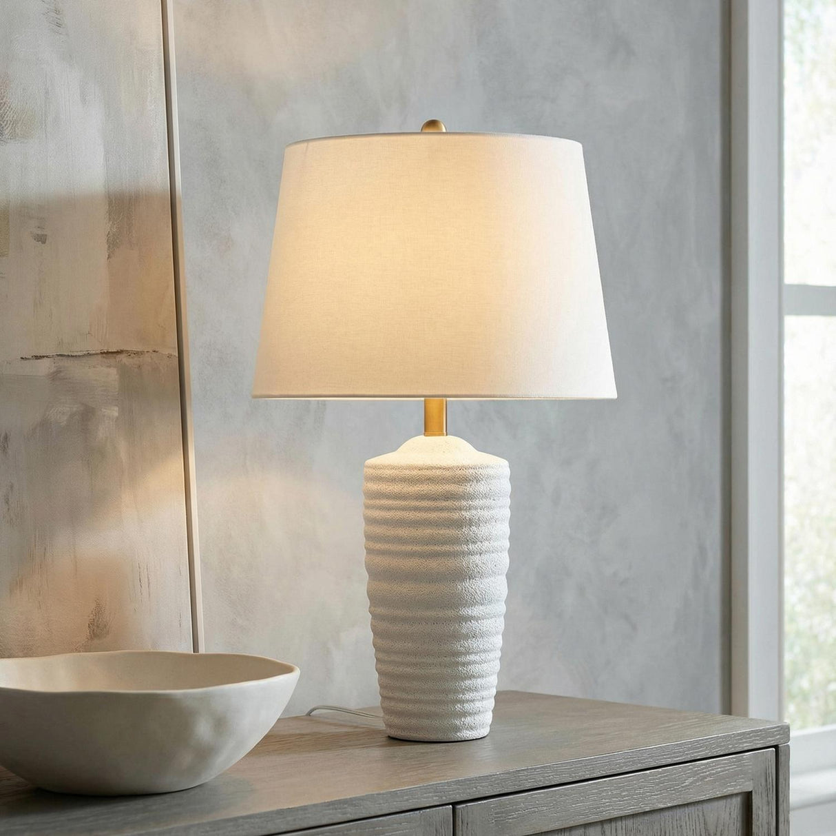 Joyce Table Lamp 28", Textured White