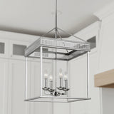 Rubin Lantern Pendant 16", Polished Nickel for Transitional home with White Shiplap